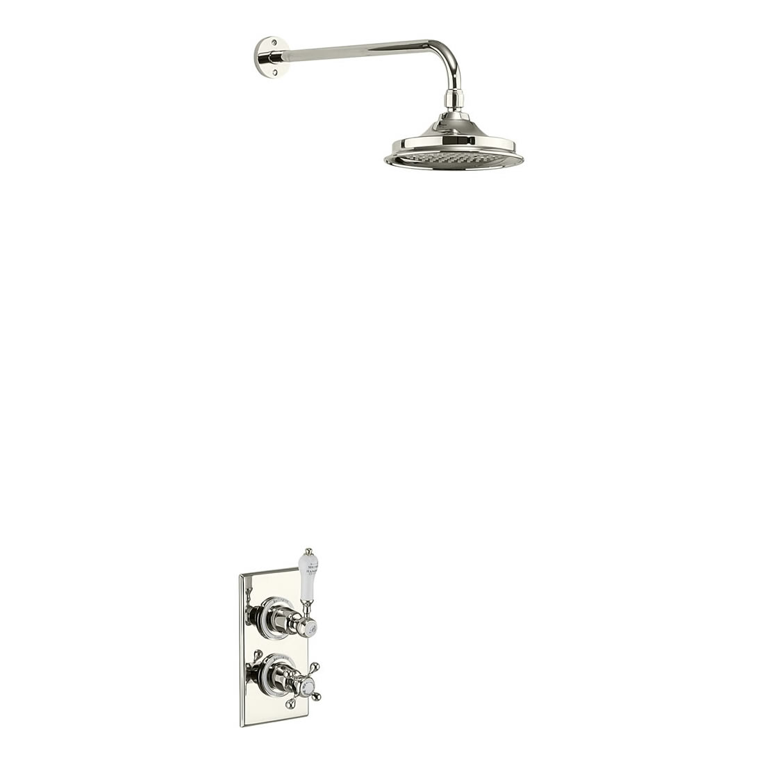 Trent Thermostatic Single Outlet Concealed Shower Valve with Fixed Shower Arm with 9 inch rose - NICKEL